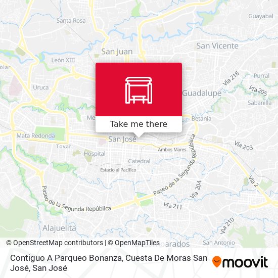 Contiguo A Parqueo Bonanza, Cuesta De Moras San José map