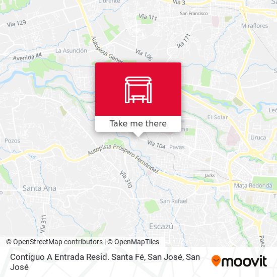 Mapa de Contiguo A Entrada Resid. Santa Fé, San José