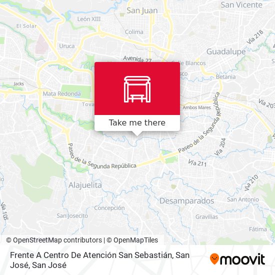 Frente A Centro De Atención San Sebastián, San José map
