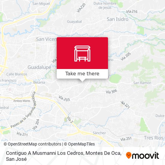 Mapa de Contiguo A Musmanni Los Cedros, Montes De Oca
