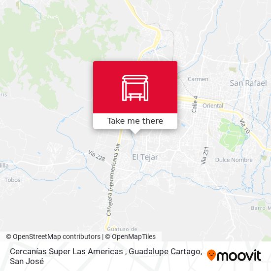 Mapa de Cercanías Super Las Americas , Guadalupe Cartago