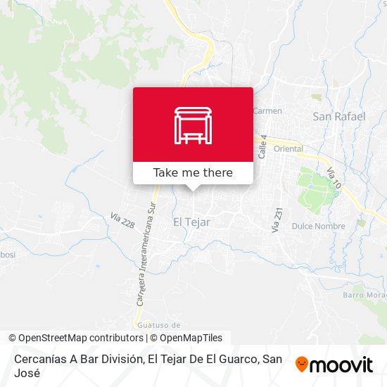 Mapa de Cercanías A Bar División, El Tejar De El Guarco