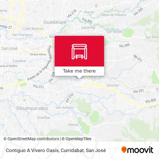 Mapa de Contiguo A Vívero Oasis, Curridabat