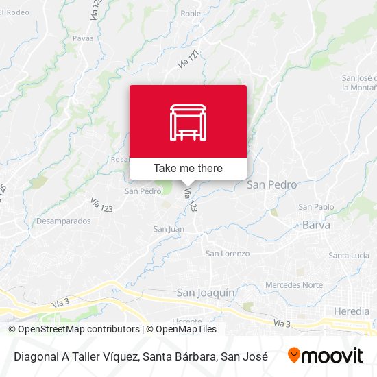 Mapa de Diagonal A Taller Víquez, Santa Bárbara