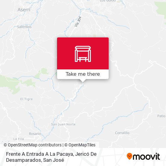 Frente A Entrada A La Pacaya, Jericó De Desamparados map