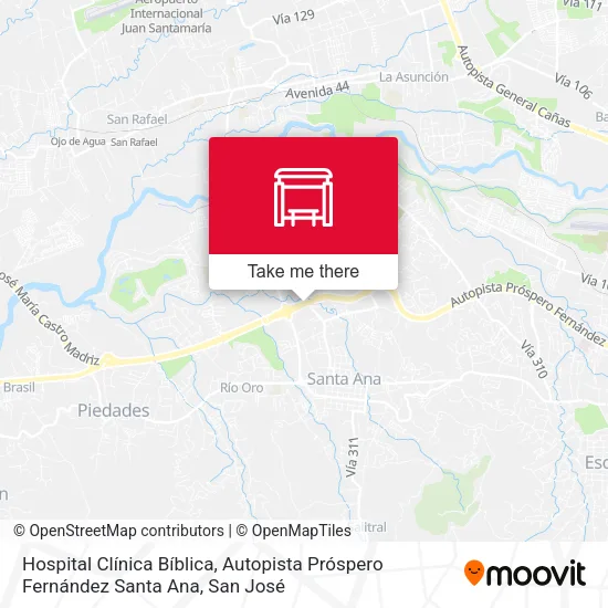 Hospital Clínica Bíblica, Autopista Próspero Fernández Santa Ana map