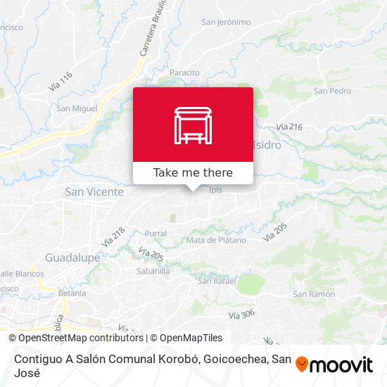 Mapa de Contiguo A Salón Comunal Korobó, Goicoechea