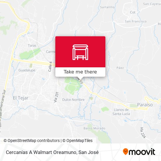 Mapa de Cercanías A Walmart Oreamuno