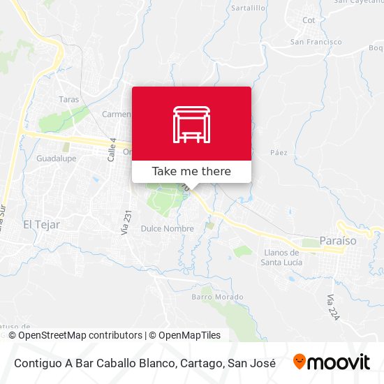 How to get to Contiguo A Bar Caballo Blanco, Cartago in San José by Bus or  Train?