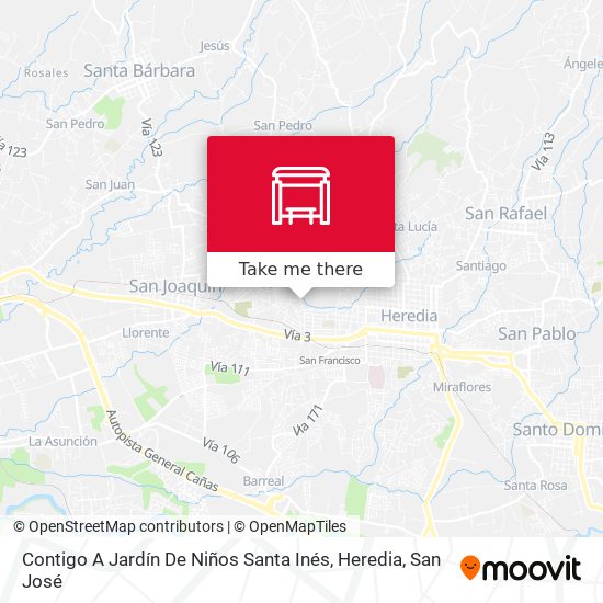 Contigo A Jardín De Niños Santa Inés, Heredia map