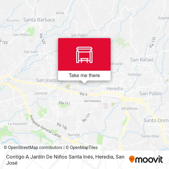 Contigo A Jardín De Niños Santa Inés, Heredia map