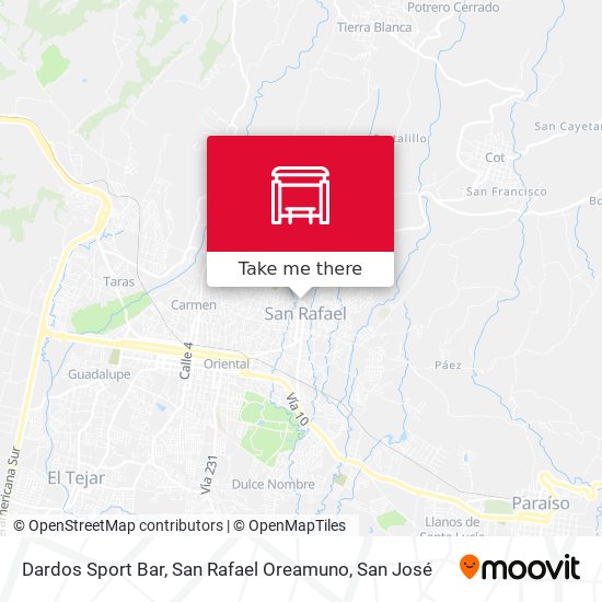 Mapa de Dardos Sport Bar, San Rafael Oreamuno