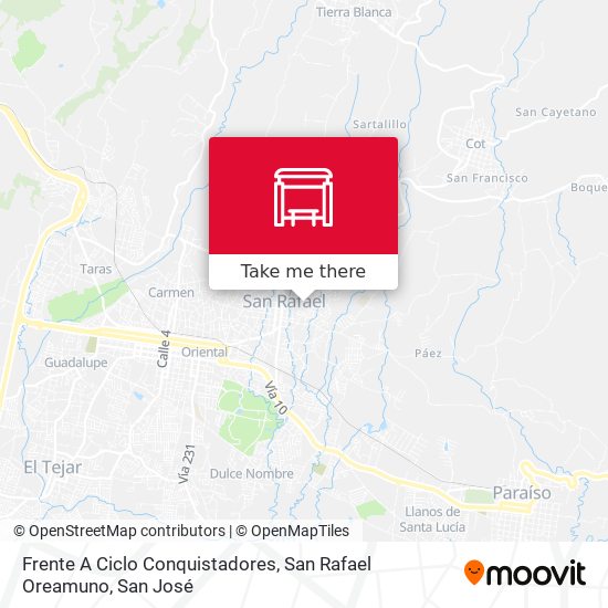 Frente A Ciclo Conquistadores, San Rafael Oreamuno map