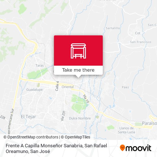 Frente A Capilla Monseñor Sanabria, San Rafael Oreamuno map