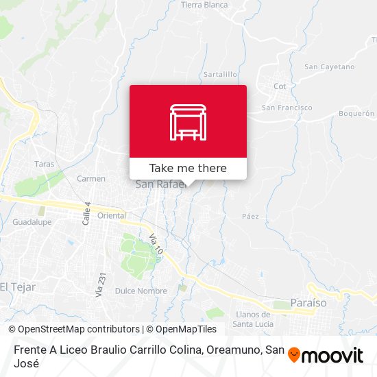Frente A Liceo Braulio Carrillo Colina, Oreamuno map