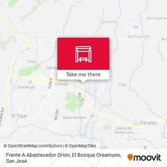 Frente A Abastecedor Orión, El Bosque Oreamuno map