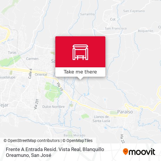 Mapa de Frente A Entrada Resid. Vista Real, Blanquillo Oreamuno