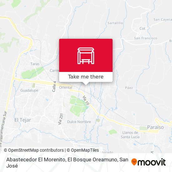 Mapa de Abastecedor El Morenito, El Bosque Oreamuno