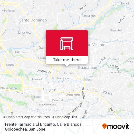 Frente Farmacia El Encanto, Calle Blancos Goicoechea map