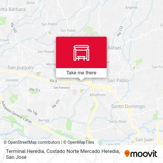 Mapa de Terminal Heredia, Costado Norte Mercado Heredia
