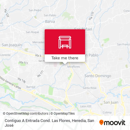 Mapa de Contiguo A Entrada Cond. Las Flores, Heredia