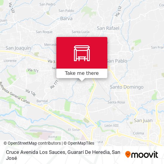 Cruce Avenida Los Sauces, Guararí De Heredia map