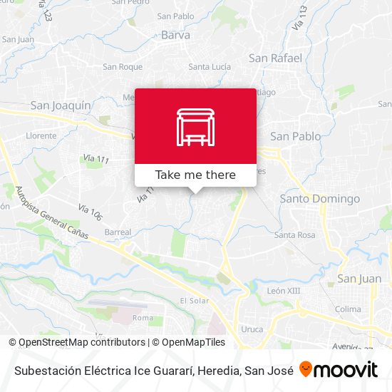 Mapa de Subestación Eléctrica Ice Guararí, Heredia