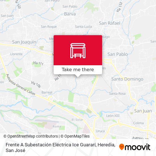 Mapa de Frente A Subestación Eléctrica Ice Guararí, Heredia