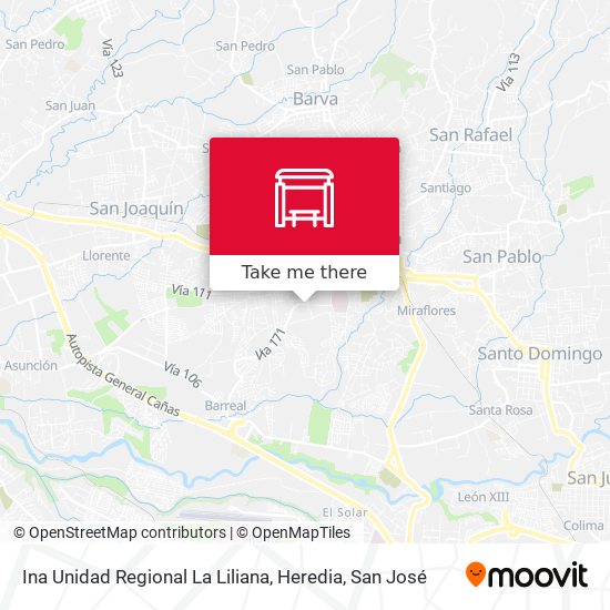 Ina Unidad Regional La Liliana, Heredia map