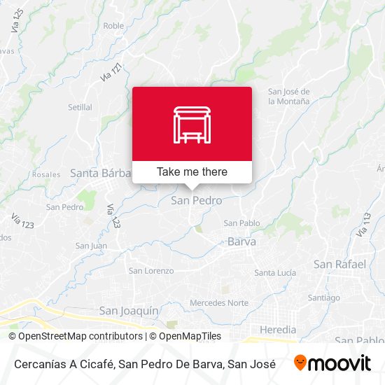 Cercanías A Cicafé, San Pedro De Barva map