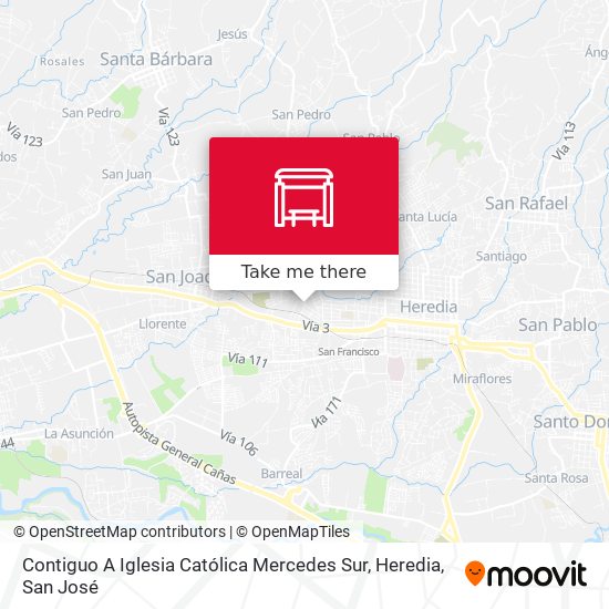 Mapa de Contiguo A Iglesia Católica Mercedes Sur, Heredia