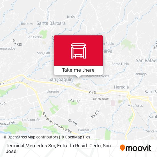 Mapa de Terminal Mercedes Sur, Entrada Resid. Cedri