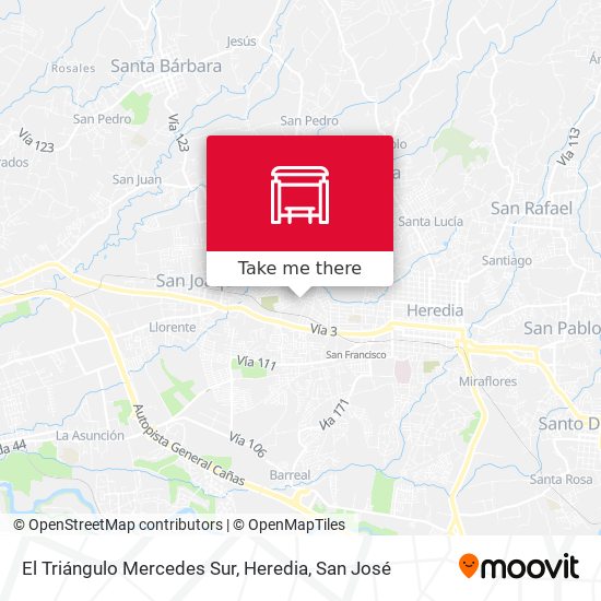 El Triángulo Mercedes Sur, Heredia map