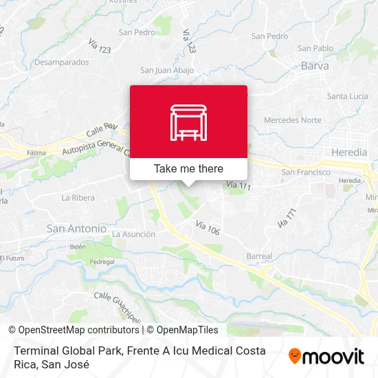 Terminal Global Park, Frente A Icu Medical Costa Rica map