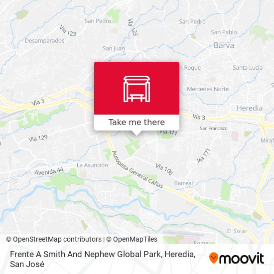 Mapa de Frente A Smith And Nephew Global Park, Heredia
