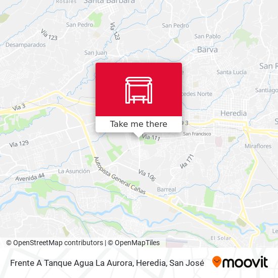 Frente A Tanque Agua La Aurora, Heredia map