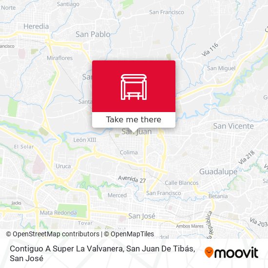 Contiguo A Super La Valvanera, San Juan De Tibás map
