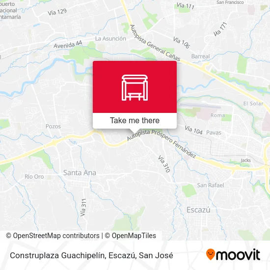 Mapa de Construplaza Guachipelín, Escazú