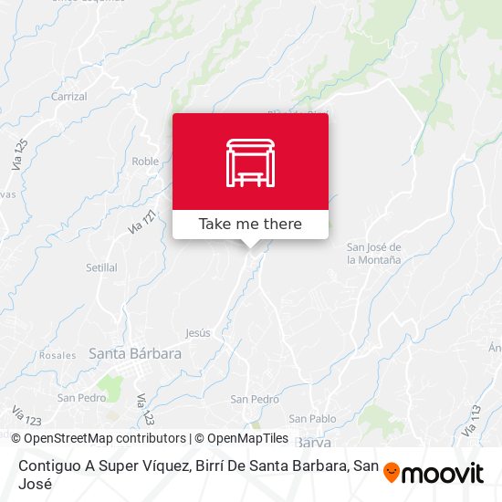 Contiguo A Super Víquez, Birrí De Santa Barbara map