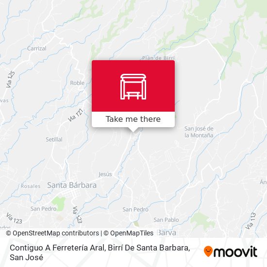 Contiguo A Ferretería Aral, Birrí De Santa Barbara map
