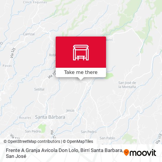 Frente A Granja Avícola Don Lolo, Birrí Santa Barbara map