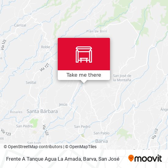 Frente A Tanque Agua La Amada, Barva map