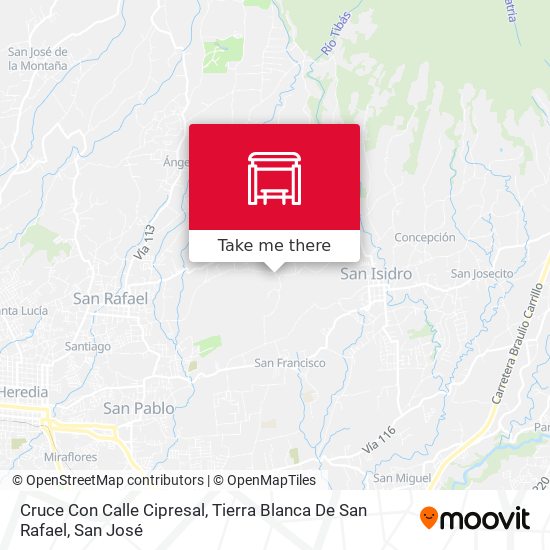Cruce Con Calle Cipresal, Tierra Blanca De San Rafael map