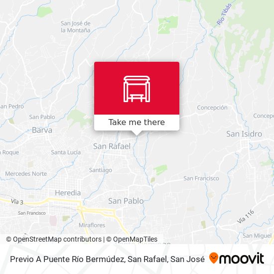 Previo A Puente Río Bermúdez, San Rafael map