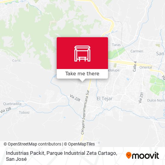 Mapa de Industrias Packit, Parque Industrial Zeta Cartago