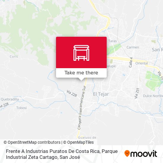 Mapa de Frente A Industrias Puratos De Costa Rica, Parque Industrial Zeta Cartago