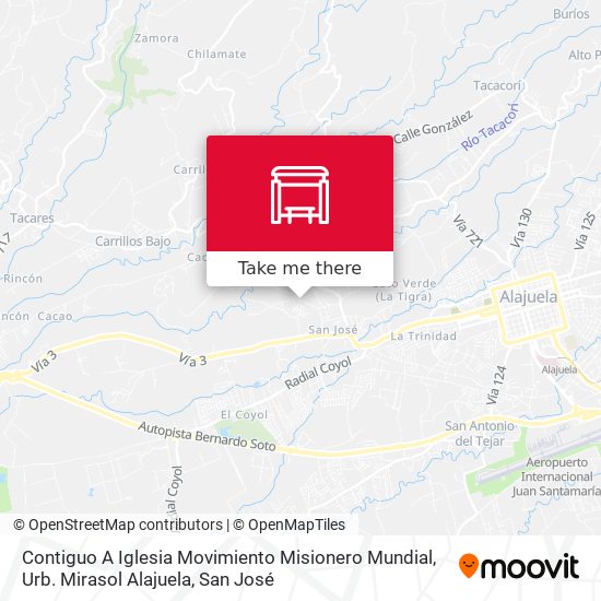 Contiguo A Iglesia Movimiento Misionero Mundial, Urb. Mirasol Alajuela map