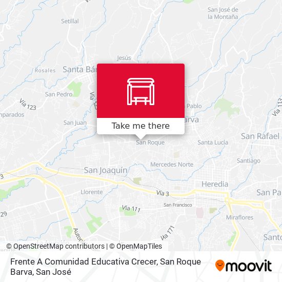 Frente A Comunidad Educativa Crecer, San Roque Barva map