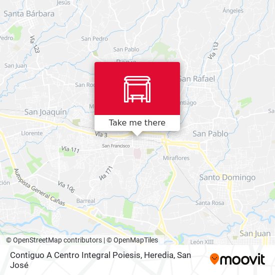 Mapa de Contiguo A Centro Integral Poiesis, Heredia