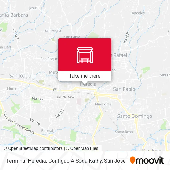 Mapa de Terminal Heredia, Contiguo A Soda Kathy